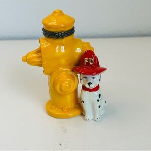 Yellow‎ Fire Hydrant Fire Dalmation Dog Trinket Box